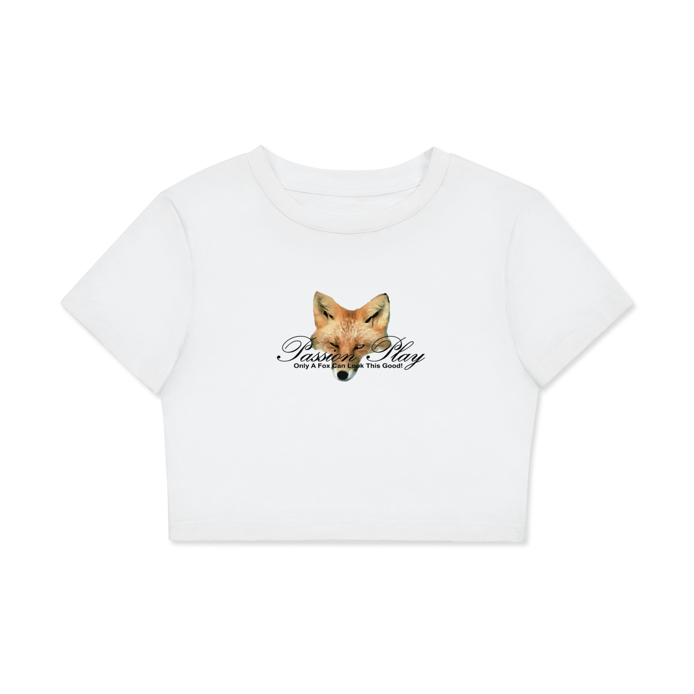 Passion Play Fox Script Logo Fitted Crop T-Shirt