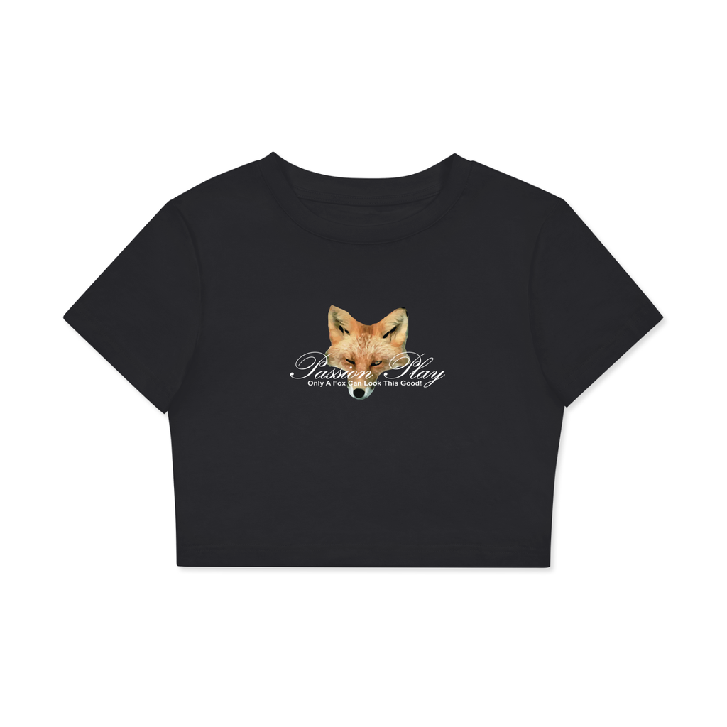 Passion Play Fox Script Logo Fitted Crop T-Shirt